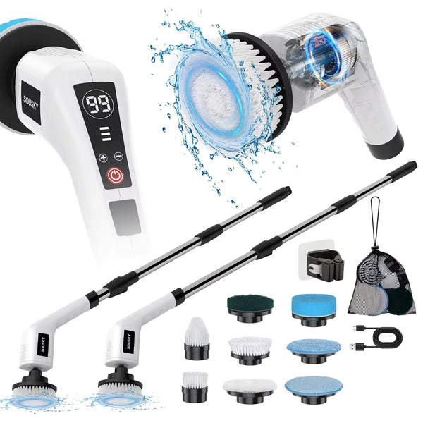 Cordless Electric Cleaning Brush with Extendable Handle & LED Light