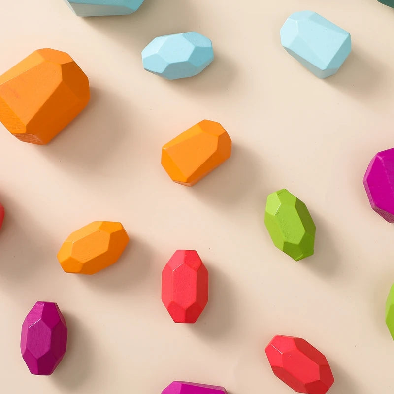 Wooden Rainbow Stacking Stones – Montessori Balancing Blocks for Kids