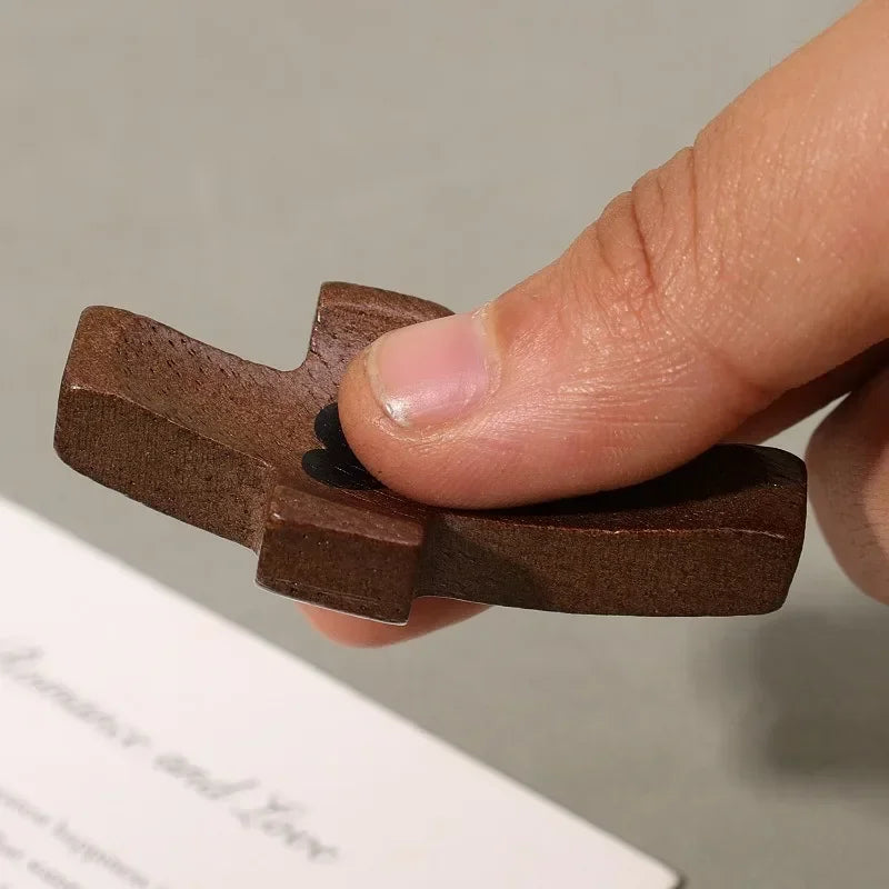 Handcrafted Black Walnut Cross, 5cm Pocket Crucifix