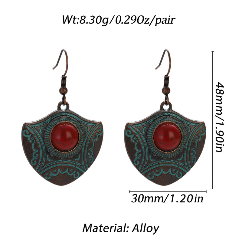 Boho Turquoise Geometric Drop Earrings