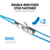Double-row fixed stud fastener kit showing a metal clip and nylon rope with a 30KG load-bearing capacity