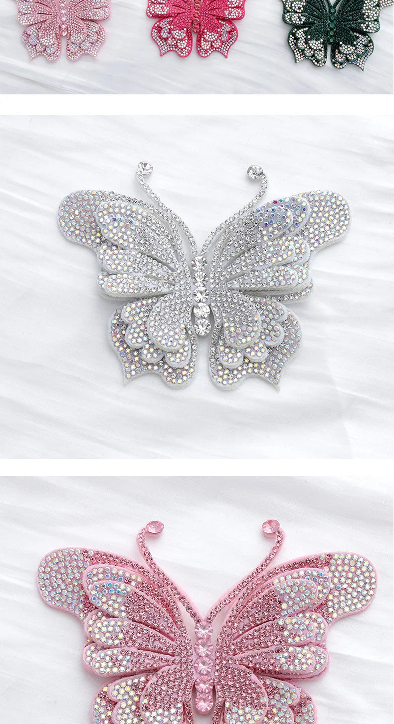 Colored Rhinestone Butterfly Applique for DIY Crafts