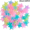 Mixed 100 pieces of glow-in-the-dark 3D star wall stickers in various pastel colors