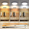 Three ceiling light options showing 3000K, 4000K, and 6000K color temperatures with dimming controls.