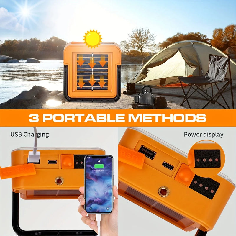 Solar-Powered LED Work Light with Portable Design