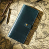 Vintage Leather Long Bifold Wallet with Snap Closure