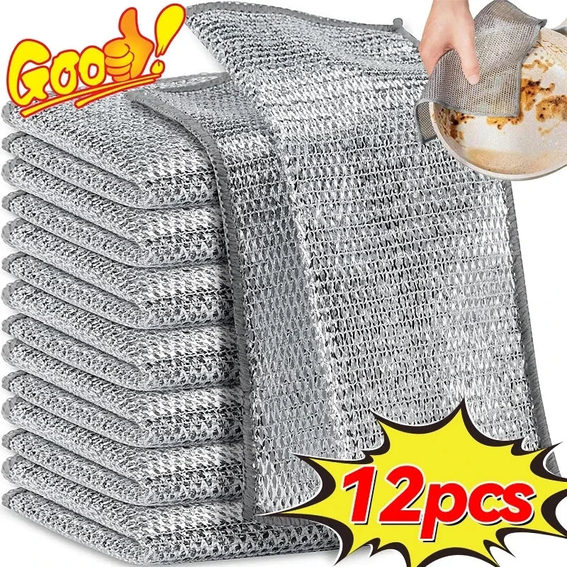 Silver Wire Cleaning Cloths for Kitchen – Durable & Non-Scratch Dish Rags