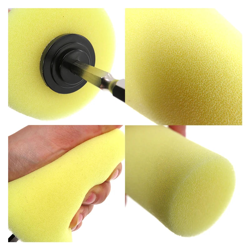 Yellow conical sponge polishing cones used for automotive detailing