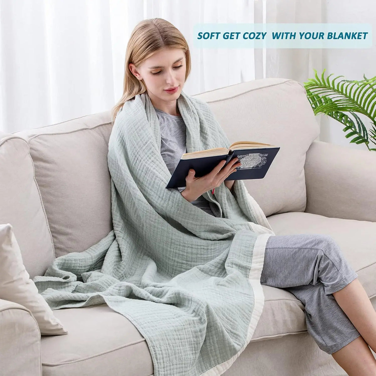 Breathable 4-Layer Cotton Muslin Blanket — Lightweight & Soft for All Seasons