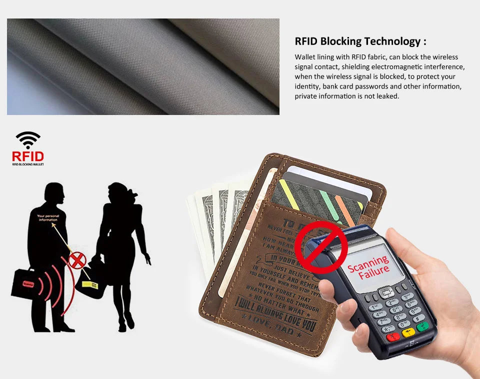 Genuine Leather Slim Card Wallet for Men – Personalized Gift from Dad