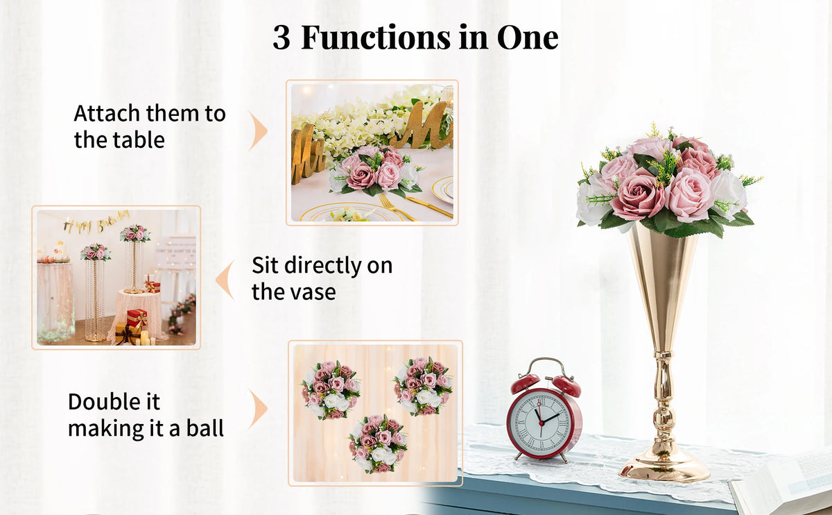 Set of 6 Silk Rose Flower Balls for Wedding & Event Decor