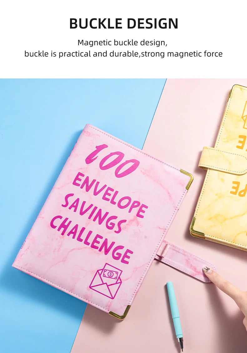 Marble A5 Savings Challenge Binder with 100 Cash Envelopes