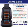 Black Q6-Pro 3 in 1 car seat cushion featuring heating, cooling, and massage functions