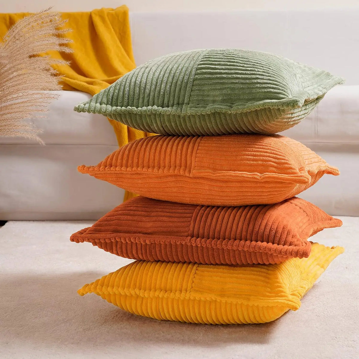 Corduroy Lumbar Pillow Cover for Office and Home