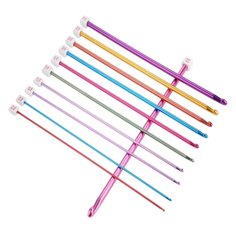 Multicolor Tunisian Afghan Crochet Hook Set (11 Sizes, 2–8 mm)
