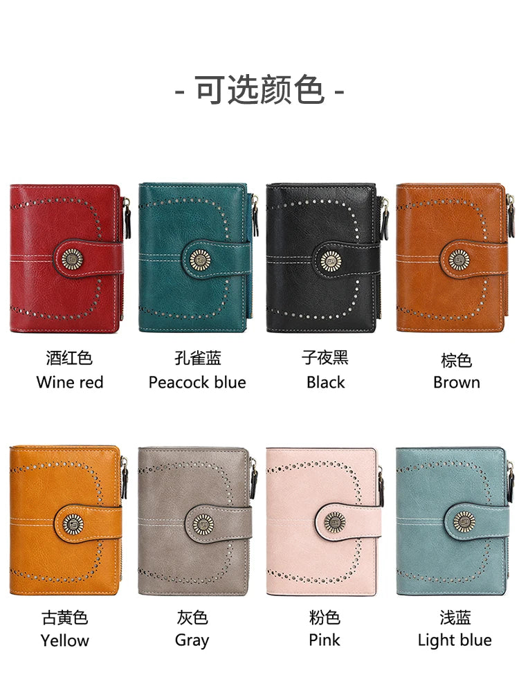 Vintage RFID-Blocking Tri-Fold Wallet with Ample Storage