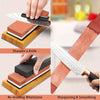 A kit for sharpening and smoothing knives using a whetstone on a bamboo base.