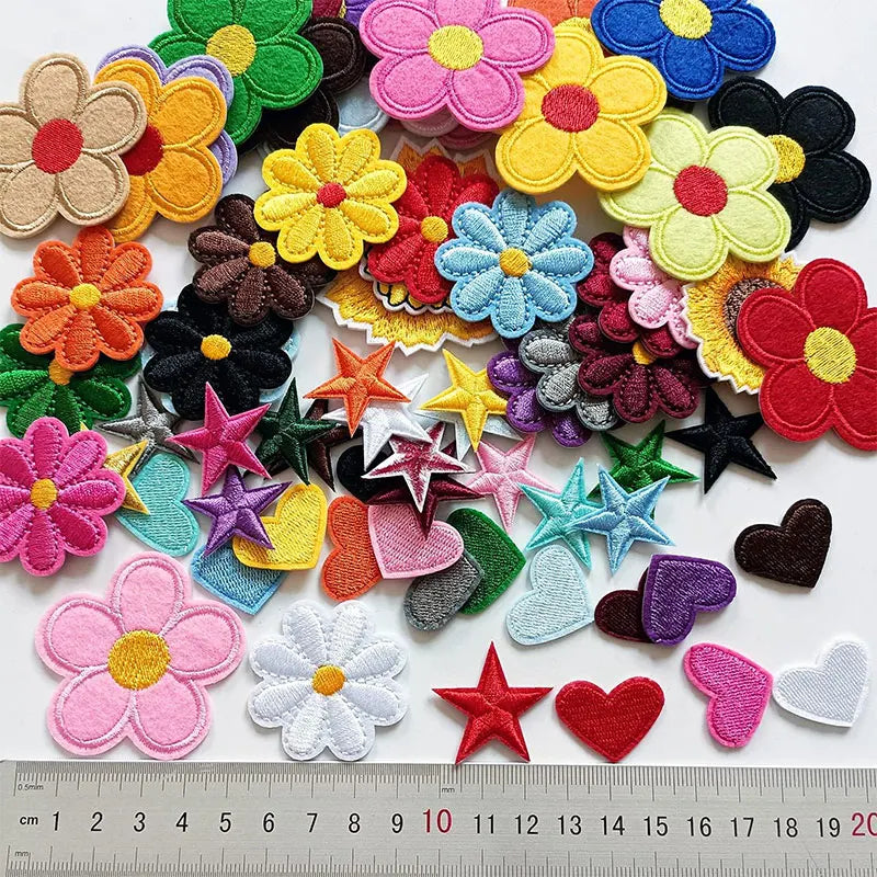 Embroidered Flower Iron-On Patches Set for Clothing & Accessories