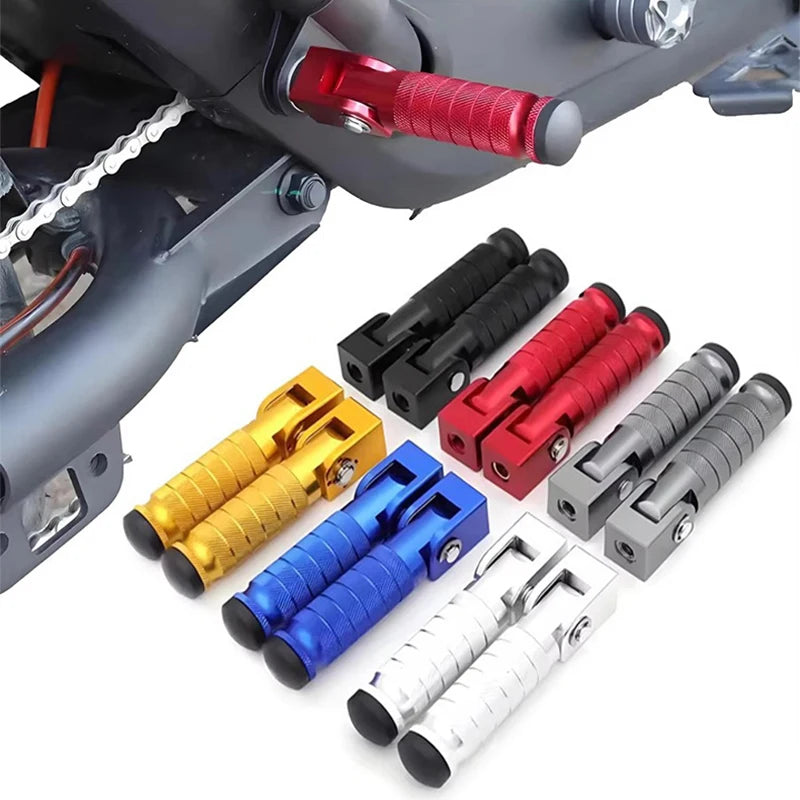 M8 Aluminum Alloy Foldable Motorcycle Rear Footrests (Pair)