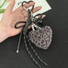 Leopard Print Plush Keychain with Woven Rope