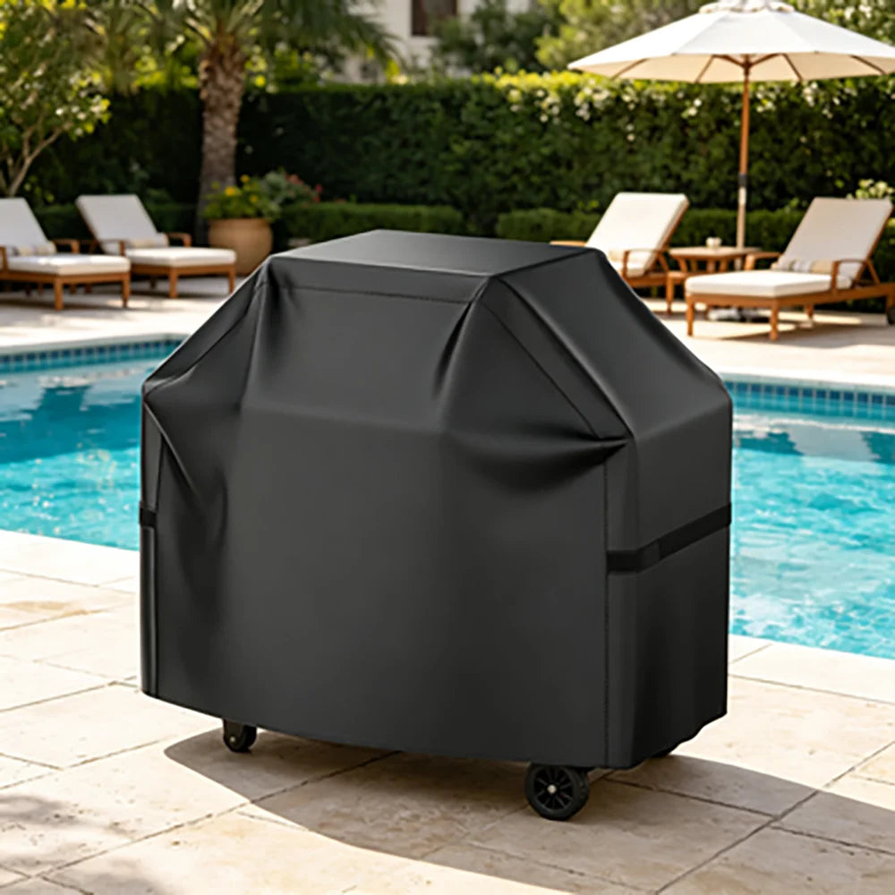 Weatherproof Polyester Grill Cover for Hooded Grills with Side Shelves
