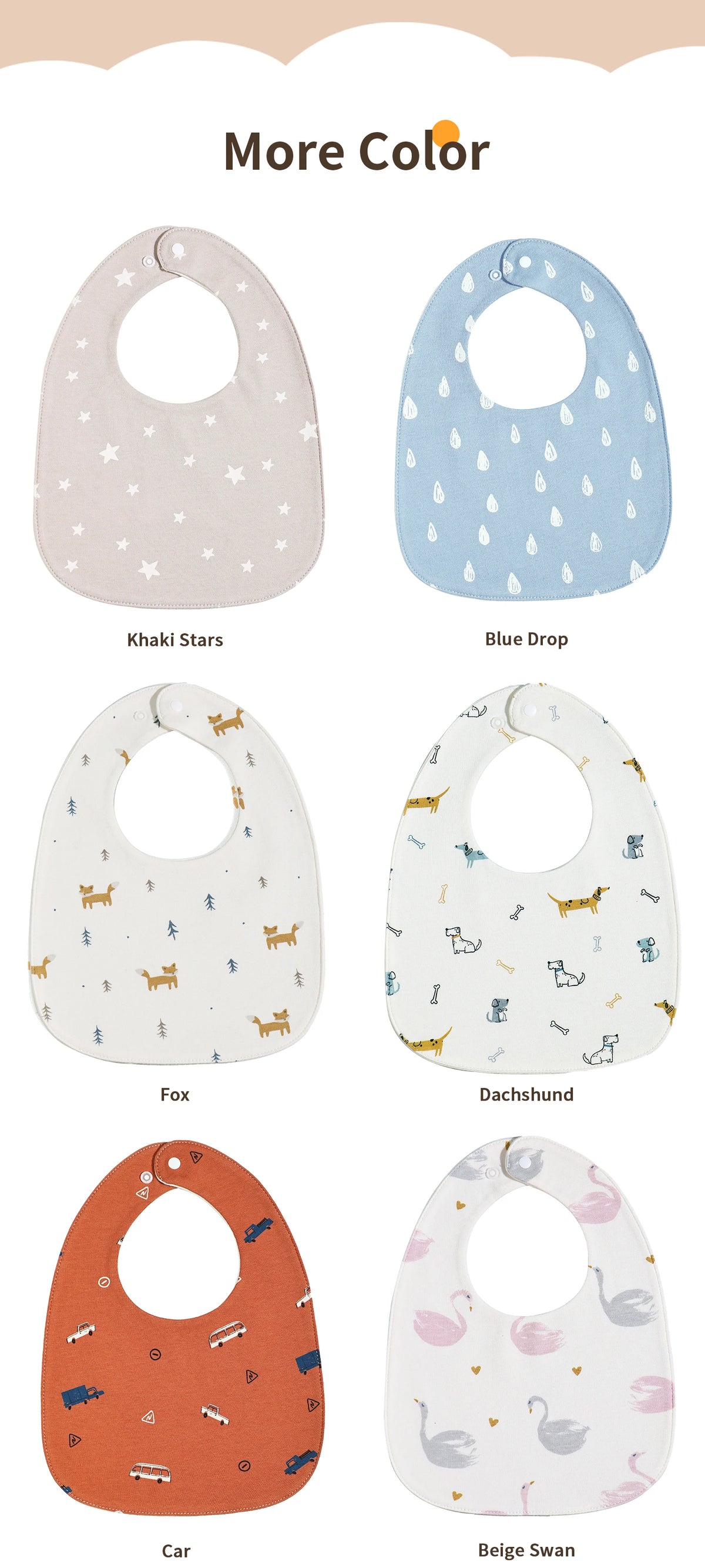 Soft Cotton Baby Bibs with Waterproof Backing (3-Layer, U-Shaped)