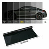 A black car window privacy film applied to a vehicle, showing various tint percentages.