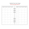 Monthly plan inner pages for a notebook, showing a grid layout for tracking.