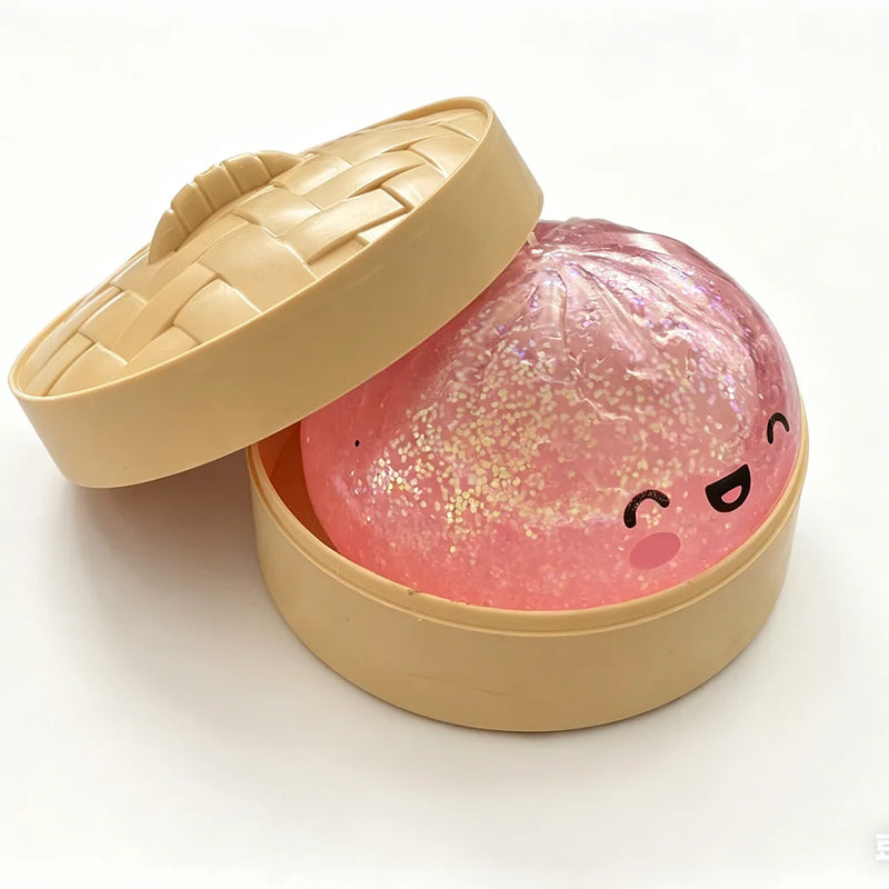 Glitter Dumpling Squishy Toy with Steamer Box