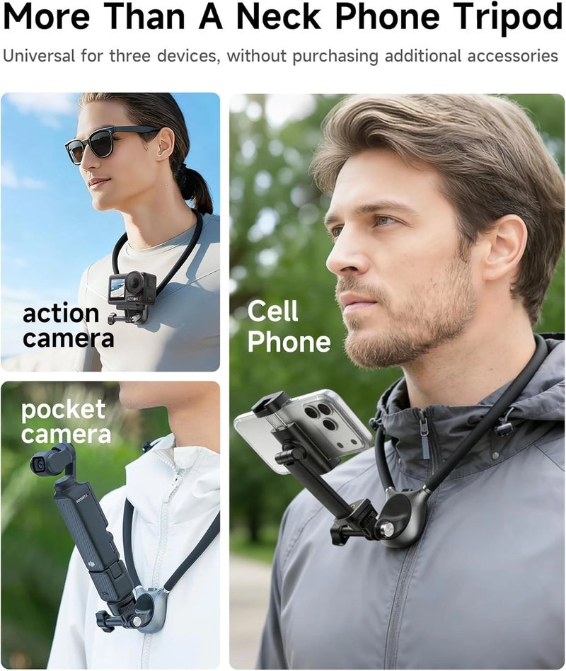 Hands-Free Neck Phone Mount with Magnetic Quick-Release
