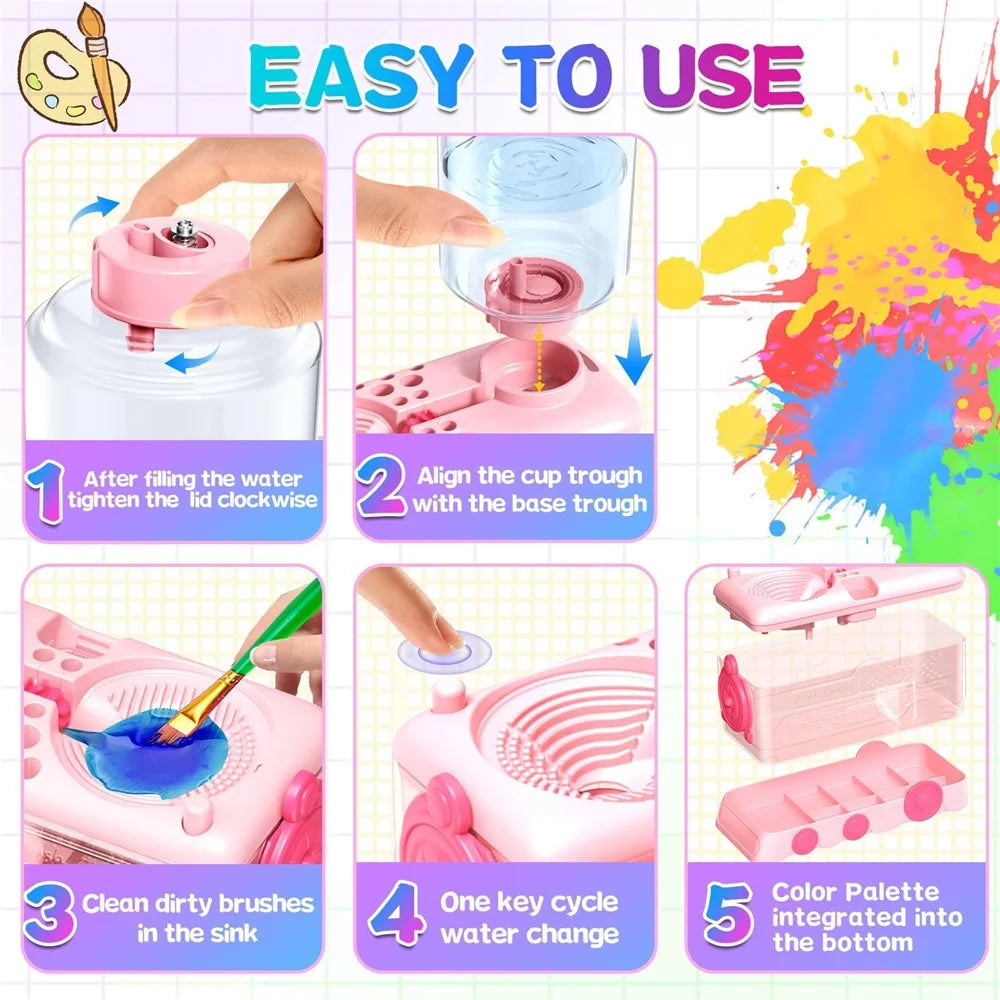 4-in-1 Paint Brush Cleaner and Holder with Palette