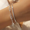 925er Sterlingsilber Paperclip-Kette Halskette & Armband Set