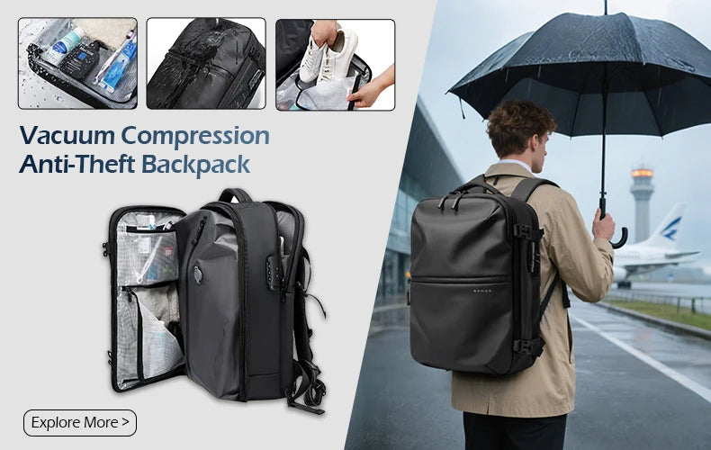 Expandable Travel Backpack with Laptop Compartment