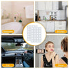 A collage showing reusable silicone suction phone mounts in bathroom, kitchen, car, and mirror contexts.
