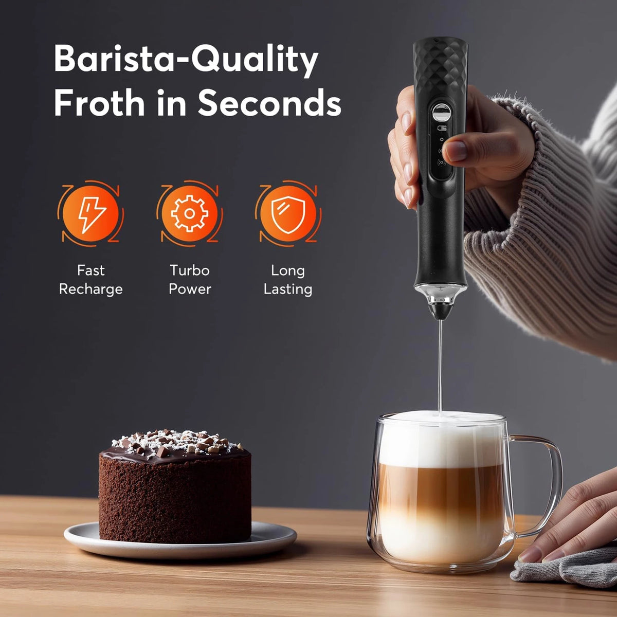 Handgehaltter Elektrobusch für Kaffee und Getränke