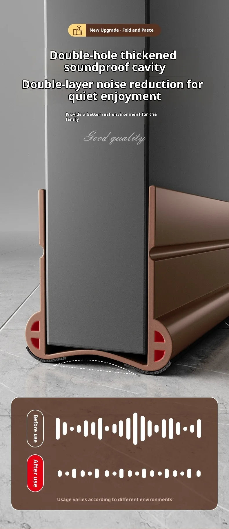 Flexible Door Draft Stopper with Soundproofing Seal