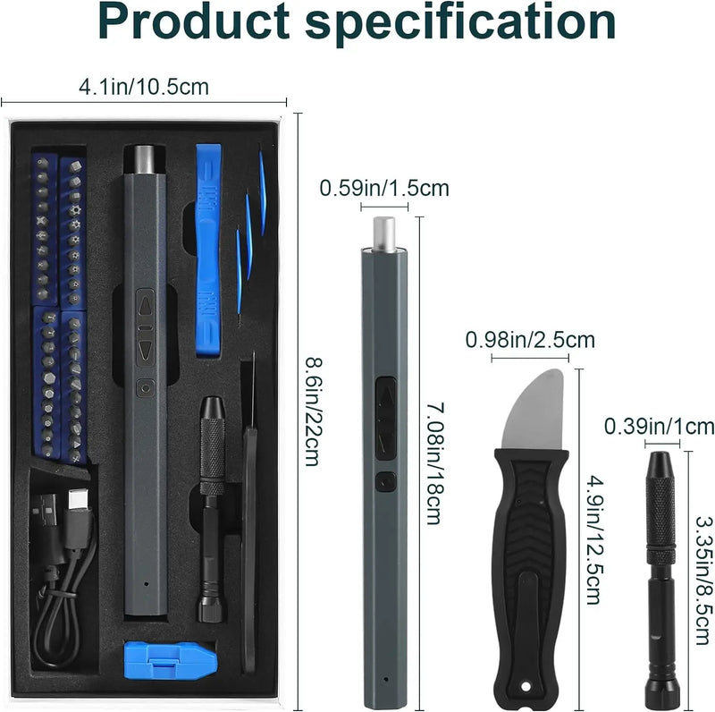 Cordless Electric Screwdriver with LED Light & Type-C Charging