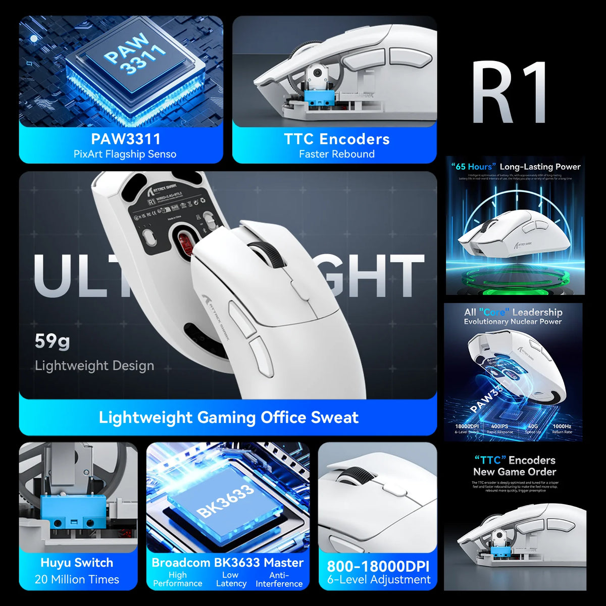Professional Wireless Gaming Mouse with Customizable DPI