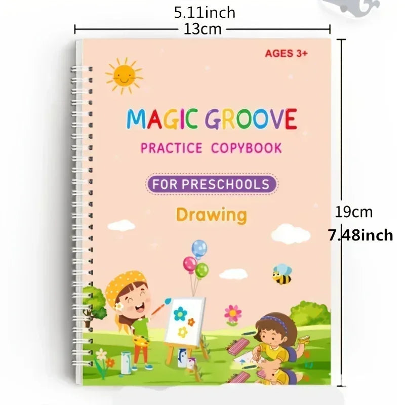 Cuaderno de práctica de escritura reutilizable con surcos para calcar