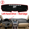 Anti-slip dashboard cover with a red edge installed in a Lexus interior.