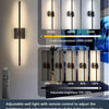 Adjustable wall light with remote control offering 3 color temperatures and dimmable brightness settings
