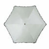 A white portable five-fold lace umbrella with a geometric pattern and UV protection.