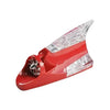 A red wind-powered LED antenna light for vehicles with a clear plastic lens.