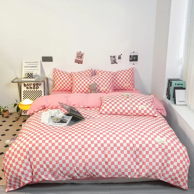 Black and White Plaid Duvet Cover Set with Pillowcases