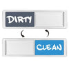 A pair of magnetic signs labeled DIRTY in gray and CLEAN in blue for use on dishwashers or refrigerators.