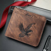 HOVIS Men's Slim Leather Wallet with Eagle Emboss and Zip Closure