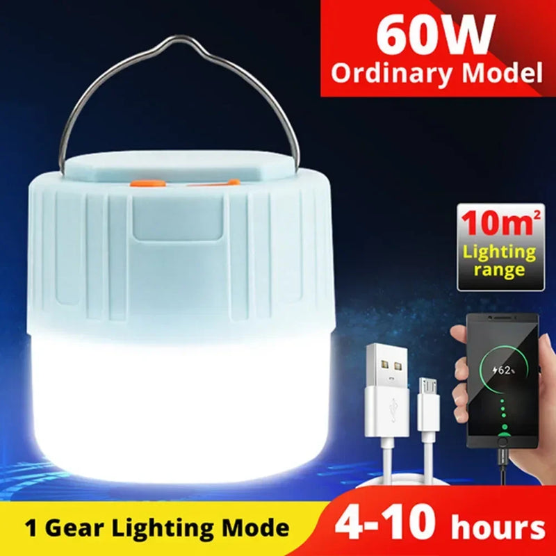 Solar-Powered LED Camping Lantern with Power Bank & Remote