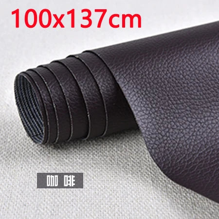 Roll of dark brown PU leather patch measuring 100x137 cm for furniture and craft repairs