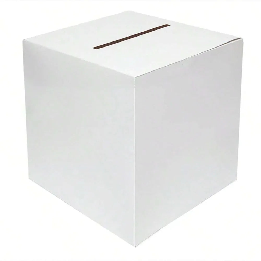 Elegant White & Black Wedding Card Box with Greeting Cards