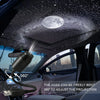 A USB starry night car ceiling projector is shown projecting a star pattern onto the interior of a car